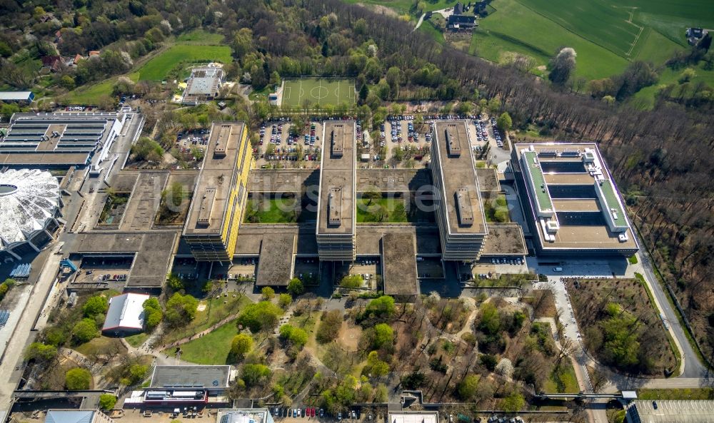 Luftaufnahme Bochum - Neubau am Campus der RUB Ruhr-Universität Bochum im Bundesland Nordrhein-Westfalen