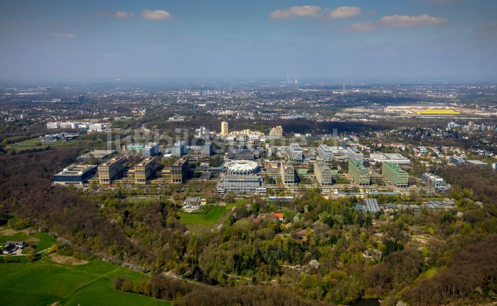 Bochum von oben - Neubau am Campus der RUB Ruhr-Universität Bochum im Bundesland Nordrhein-Westfalen