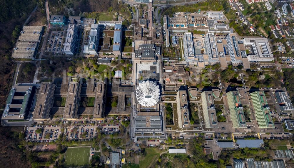 Bochum von oben - Neubau am Campus der RUB Ruhr-Universität Bochum im Bundesland Nordrhein-Westfalen