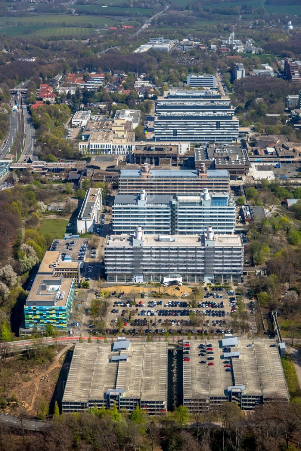 Luftaufnahme Bochum - Neubau am Campus der RUB Ruhr-Universität Bochum im Bundesland Nordrhein-Westfalen