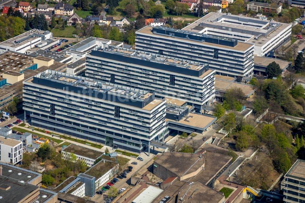 Bochum von oben - Neubau am Campus der RUB Ruhr-Universität Bochum im Bundesland Nordrhein-Westfalen