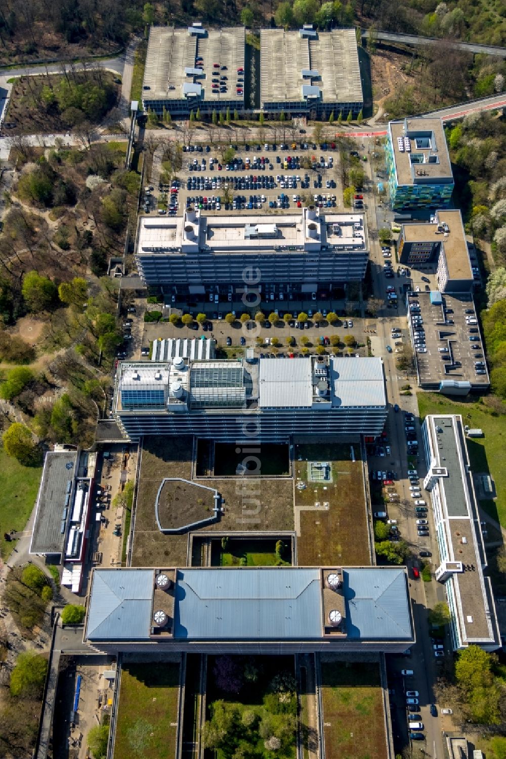 Luftaufnahme Bochum - Neubau am Campus der RUB Ruhr-Universität Bochum im Bundesland Nordrhein-Westfalen