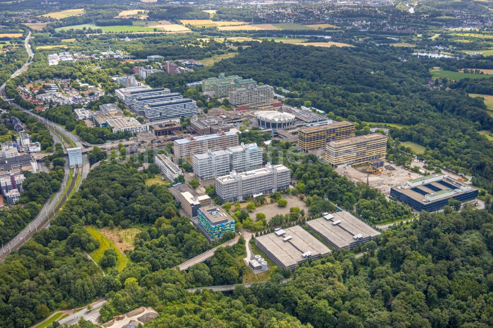 Bochum von oben - Neubau am Campus der RUB Ruhr-Universität Bochum im Bundesland Nordrhein-Westfalen