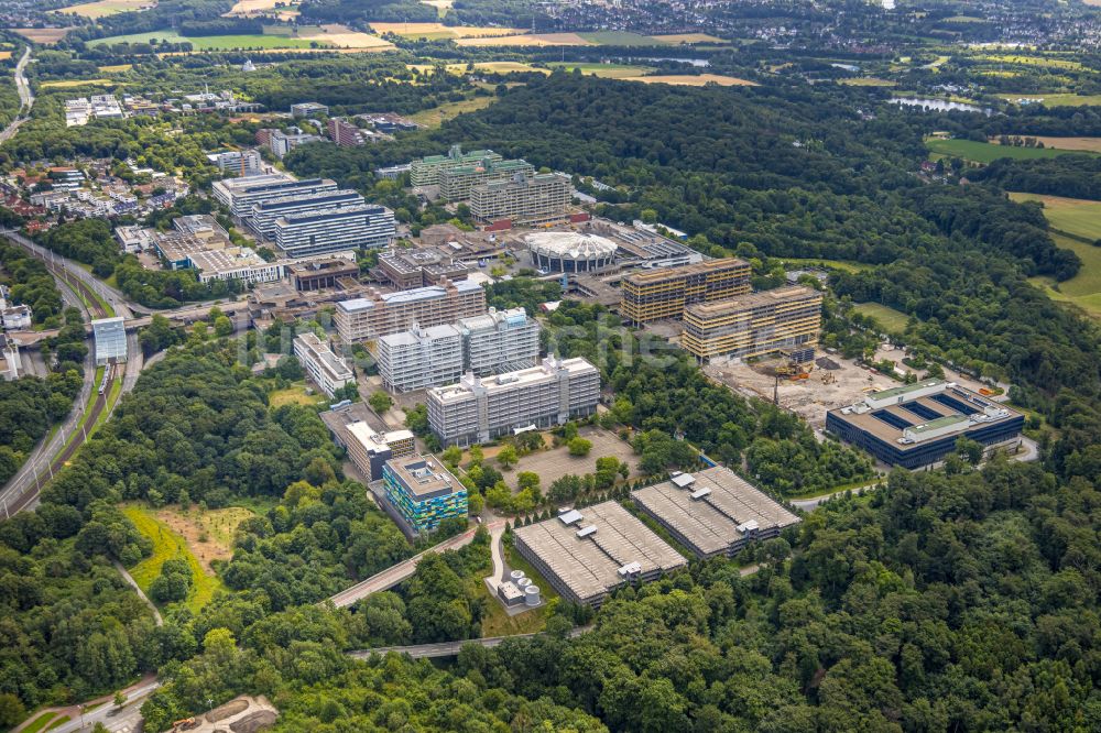 Bochum aus der Vogelperspektive: Neubau am Campus der RUB Ruhr-Universität Bochum im Bundesland Nordrhein-Westfalen