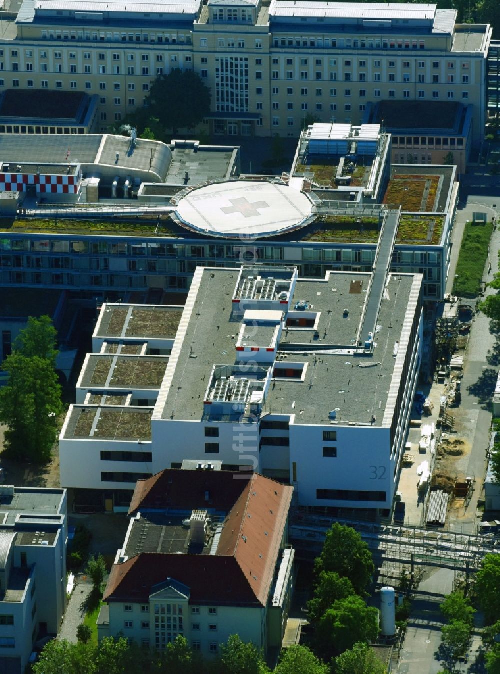 Dresden aus der Vogelperspektive: Neubau Chirurgisches Zentrum auf dem Klinikgelände des Krankenhauses Universitätsklinikum an der Fetscherstraße in Dresden im Bundesland Sachsen, Deutschland