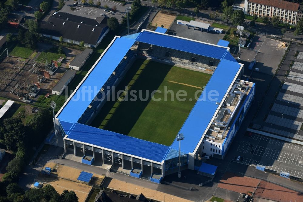 Luftaufnahme Chemnitz - Neubau des community4you ARENA - CFC - Stadion in Chemnitz im Bundesland Sachsen