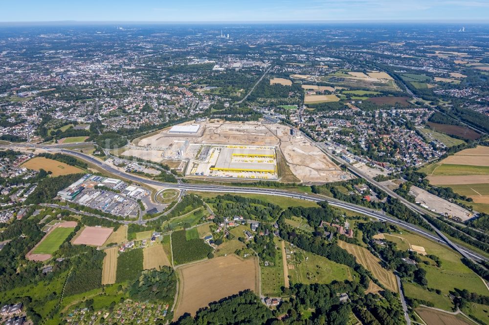 Luftbild Bochum - Neubau eines DHL- Hub- Gebäudekomplexes auf dem Gelände des Logistikzentrums im Entwicklungsgebiet MARK 51°7 in Bochum im Bundesland Nordrhein-Westfalen, Deutschland