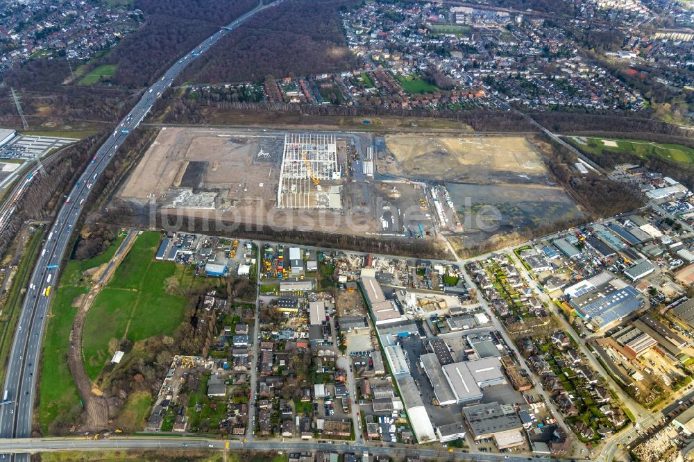 Luftaufnahme Oberhausen - Neubau des Edeka-Zentrallagers im Gewerbegebiet Weierheide in Oberhausen im Bundesland Nordrhein-Westfalen, Deutschland