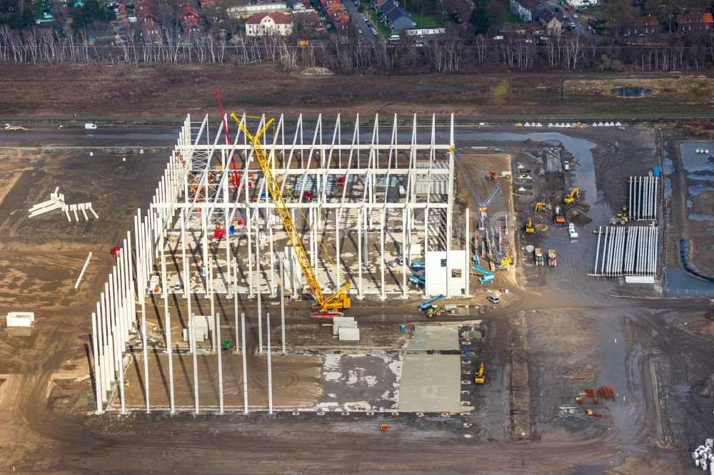 Luftaufnahme Oberhausen - Neubau des Edeka-Zentrallagers im Gewerbegebiet Weierheide in Oberhausen im Bundesland Nordrhein-Westfalen, Deutschland