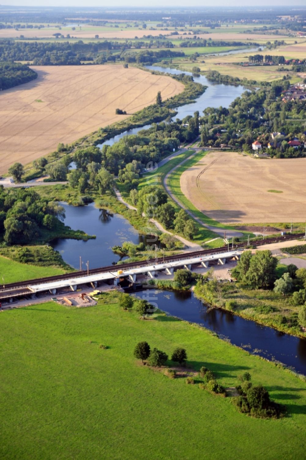 Biederitz aus der Vogelperspektive: Neubau der Ehlebrücke bei Biederitz im Bundesland Sachsen-Anhalt