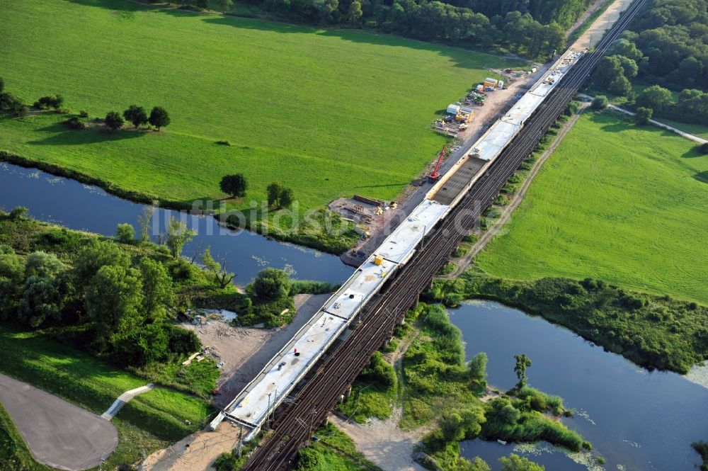 Luftaufnahme Biederitz - Neubau der Ehlebrücke bei Biederitz im Bundesland Sachsen-Anhalt