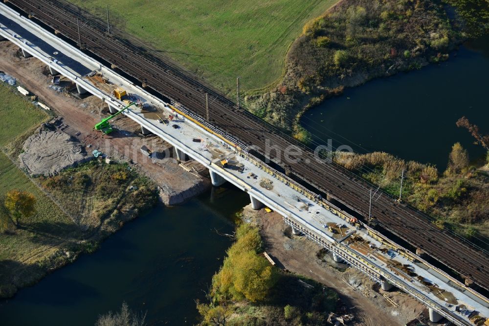 Biederitz aus der Vogelperspektive: Neubau der Ehlebrücke bei Biederitz im Bundesland Sachsen-Anhalt