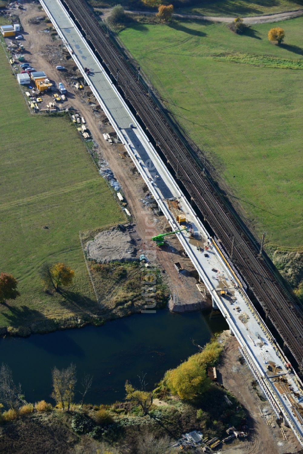 Luftbild Biederitz - Neubau der Ehlebrücke bei Biederitz im Bundesland Sachsen-Anhalt