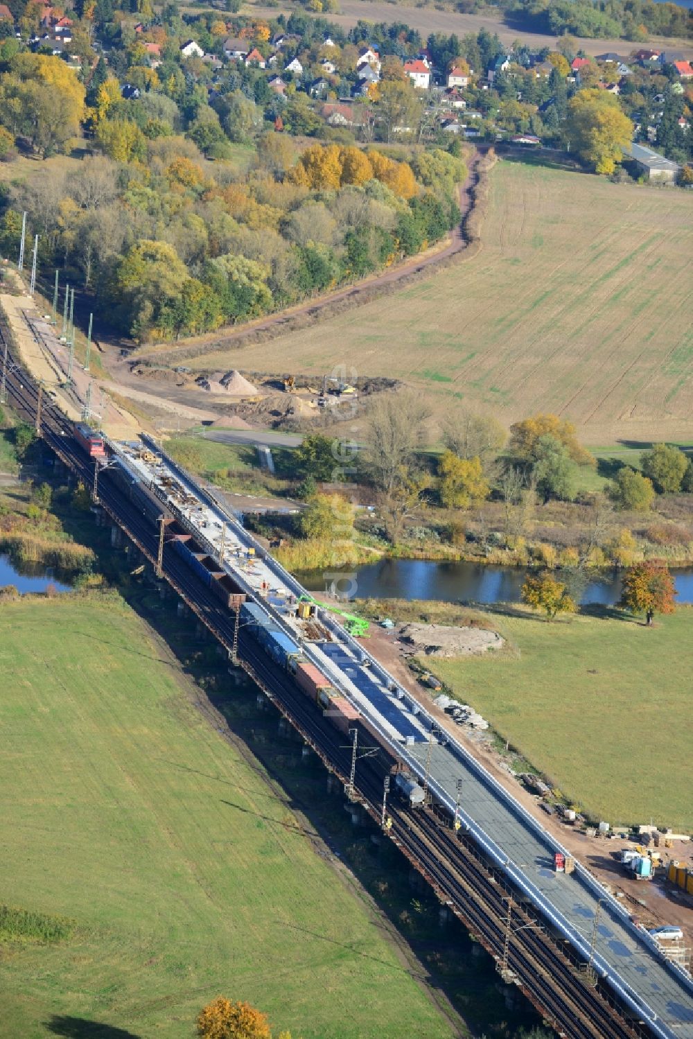 Luftbild Biederitz - Neubau der Ehlebrücke bei Biederitz im Bundesland Sachsen-Anhalt