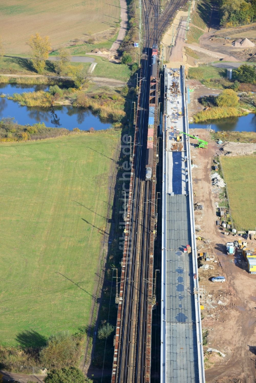 Biederitz von oben - Neubau der Ehlebrücke bei Biederitz im Bundesland Sachsen-Anhalt