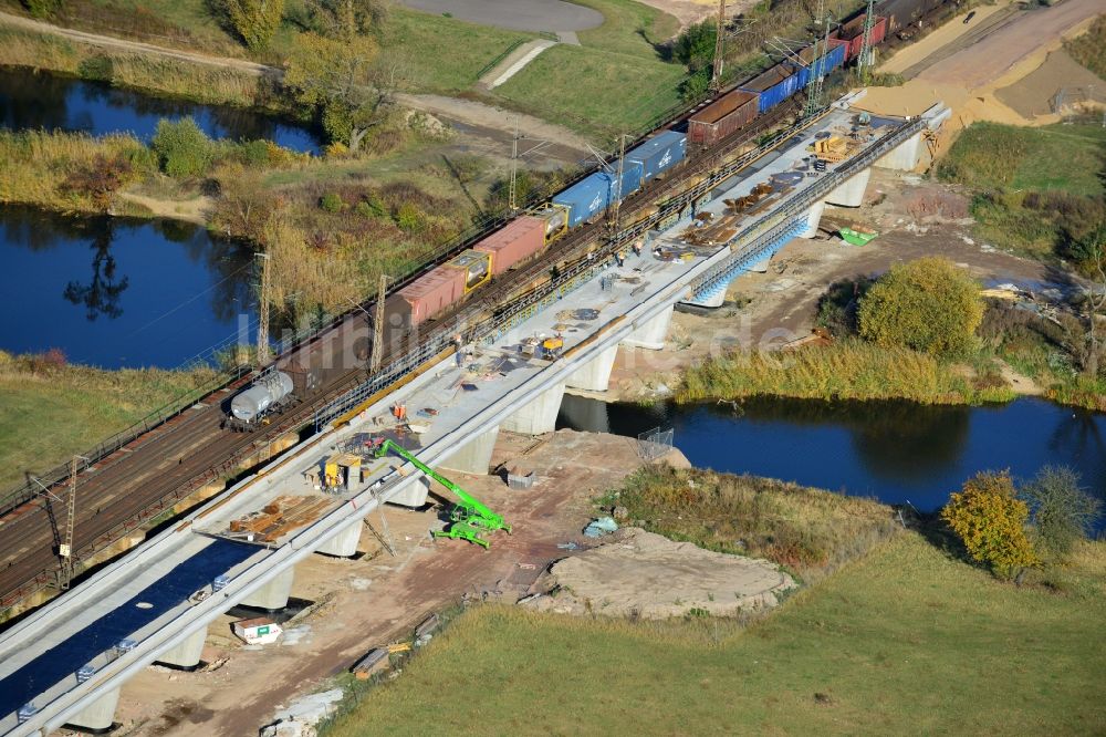 Luftaufnahme Biederitz - Neubau der Ehlebrücke bei Biederitz im Bundesland Sachsen-Anhalt