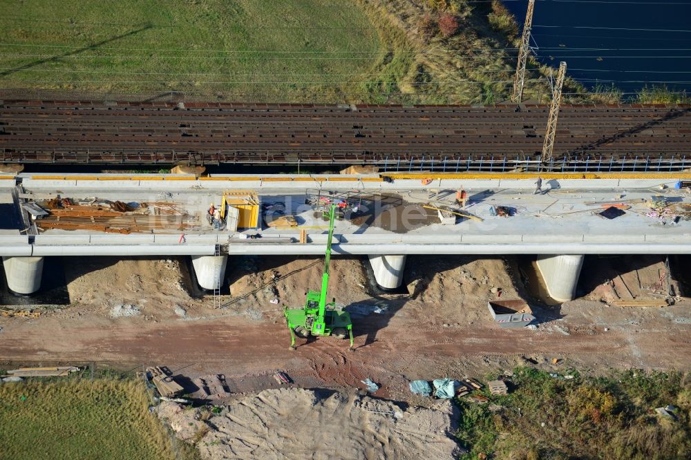 Biederitz von oben - Neubau der Ehlebrücke bei Biederitz im Bundesland Sachsen-Anhalt