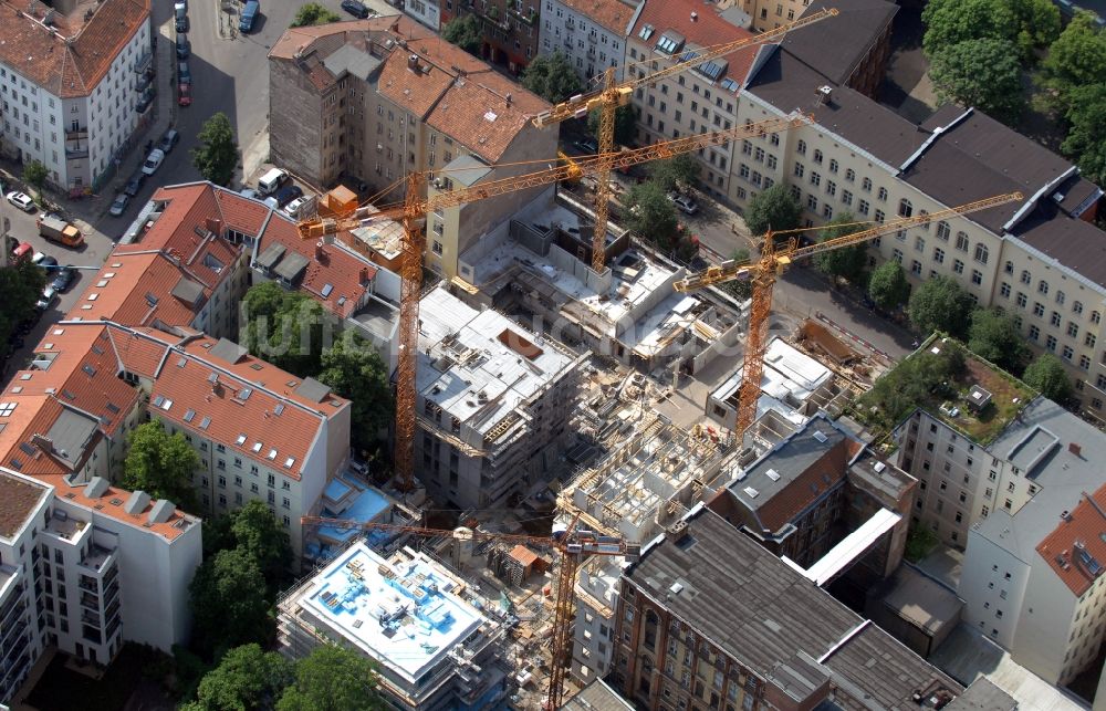 Berlin aus der Vogelperspektive: Neubau der Eigentumswohnungen Choriner Höfe in Berlin