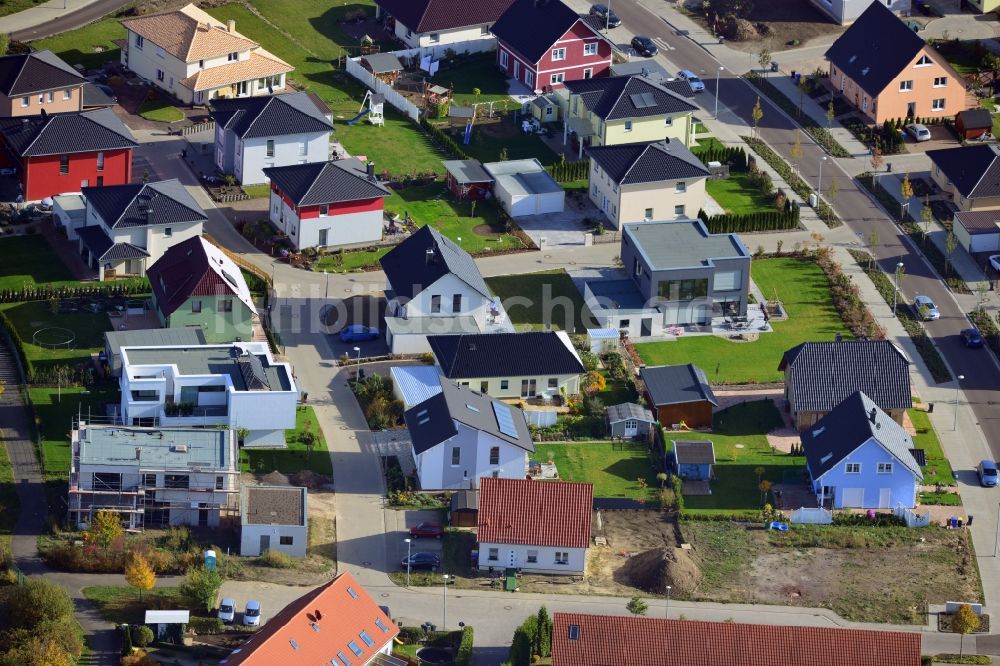 Magdeburg von oben - Neubau- Einfamilienhaussiedlung Am Birnengarten im Ortsteil Ottersleben in Magdeburg im Bundesland Sachsen-Anhalt