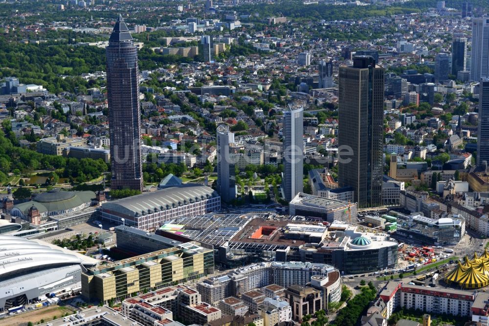 Frankfurt am Main aus der Vogelperspektive: Neubau des Einkaufs- Zentrum Skyline Plaza im Ortsteil Gallus in Frankfurt am Main im Bundesland Hessen, Deutschland