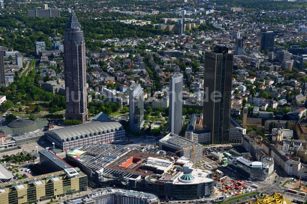 Luftbild Frankfurt am Main - Neubau des Einkaufs- Zentrum Skyline Plaza im Ortsteil Gallus in Frankfurt am Main im Bundesland Hessen, Deutschland