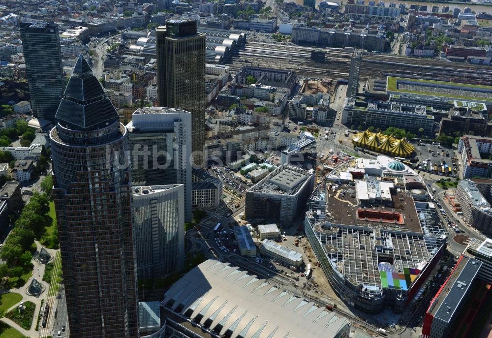 Luftbild Frankfurt am Main - Neubau des Einkaufs- Zentrum Skyline Plaza im Ortsteil Gallus in Frankfurt am Main im Bundesland Hessen, Deutschland