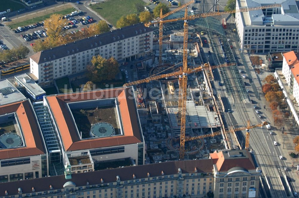 Luftbild Dresden - Neubau des Einkaufszentrum Altmarkt Galerie der ECE Projektmanagement GmbH in Dresden im Bundesland Sachsen