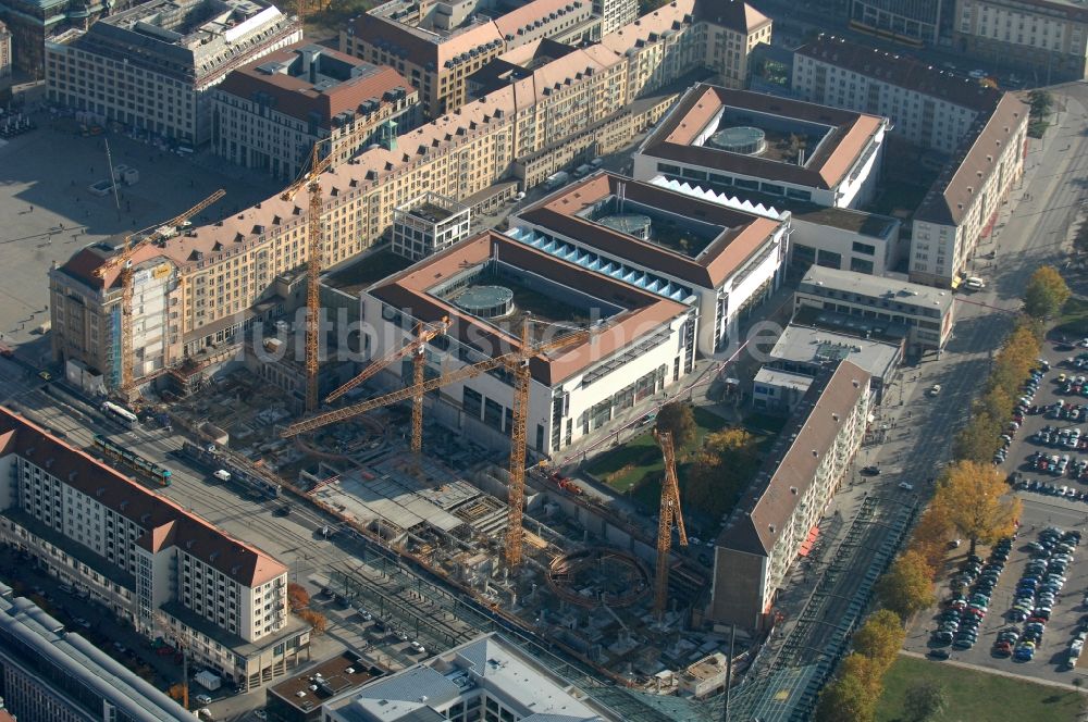 Luftbild Dresden - Neubau des Einkaufszentrum Altmarkt Galerie der ECE Projektmanagement GmbH in Dresden im Bundesland Sachsen