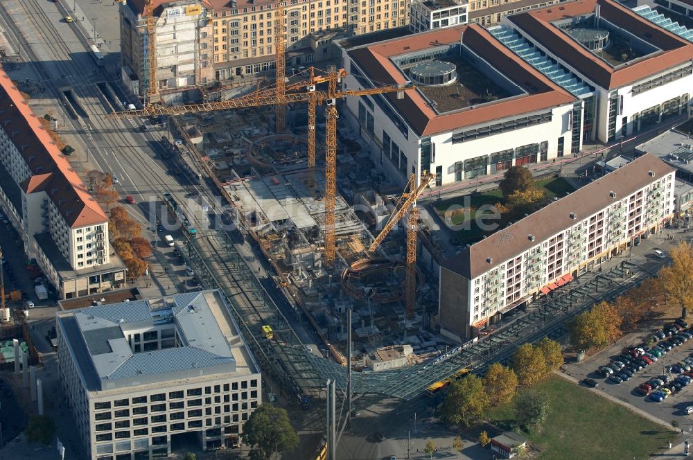 Luftaufnahme Dresden - Neubau des Einkaufszentrum Altmarkt Galerie der ECE Projektmanagement GmbH in Dresden im Bundesland Sachsen