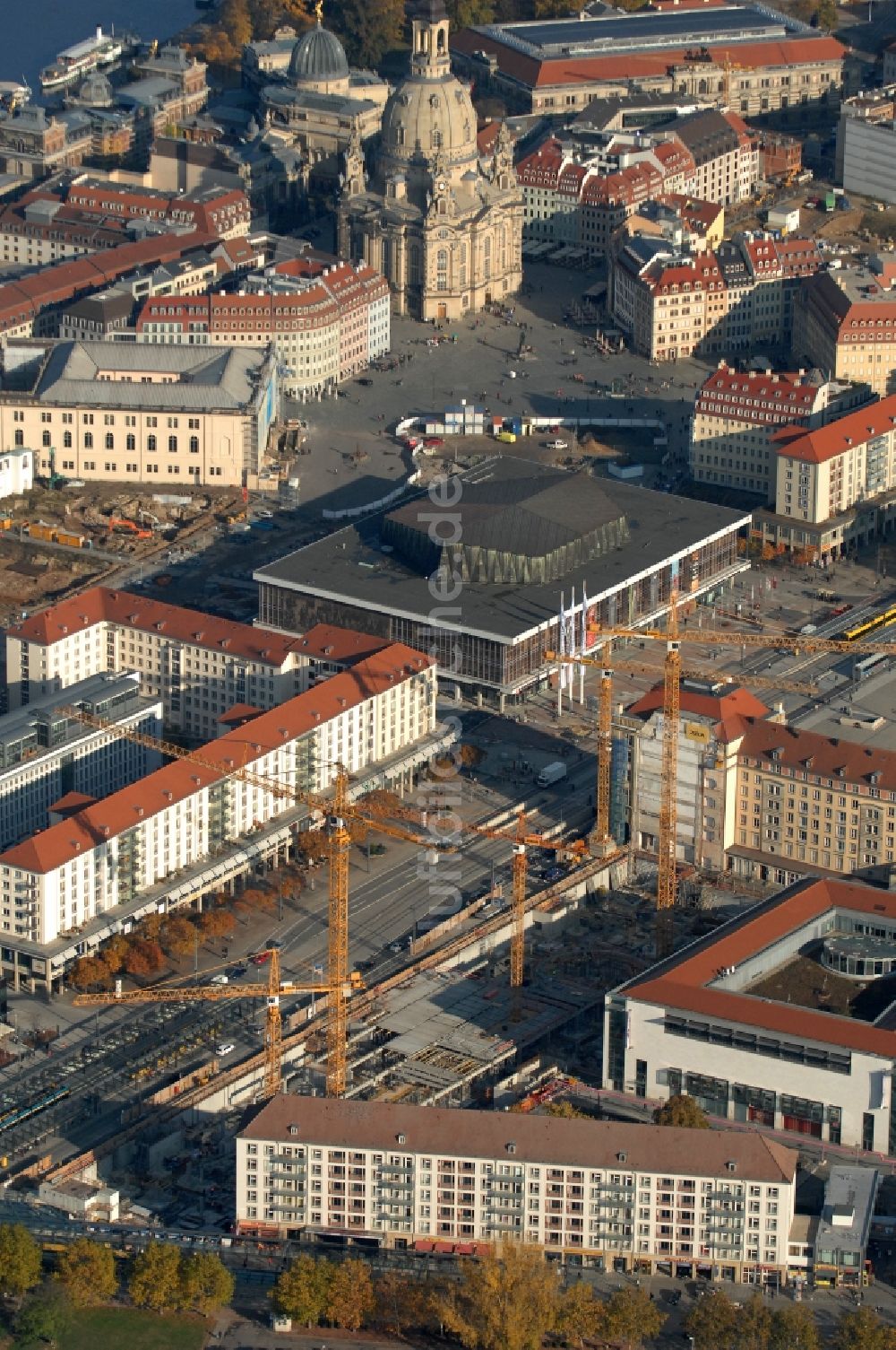 Luftaufnahme Dresden - Neubau des Einkaufszentrum Altmarkt Galerie der ECE Projektmanagement GmbH in Dresden im Bundesland Sachsen