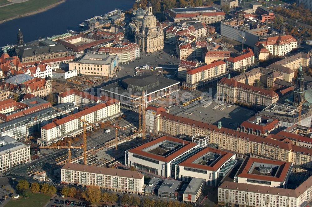 Dresden von oben - Neubau des Einkaufszentrum Altmarkt Galerie der ECE Projektmanagement GmbH in Dresden im Bundesland Sachsen