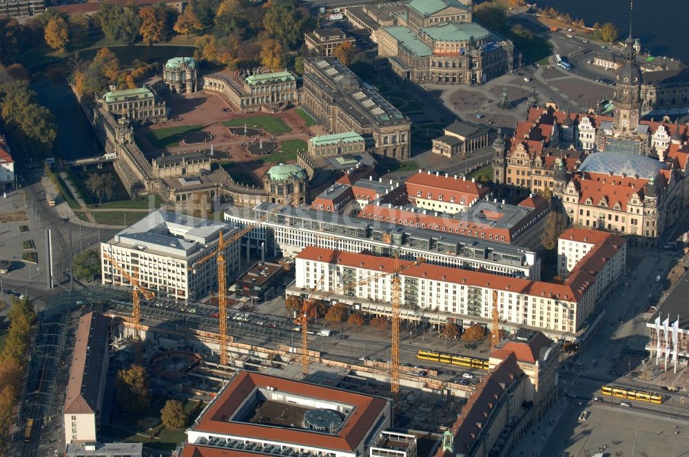 Luftbild Dresden - Neubau des Einkaufszentrum Altmarkt Galerie der ECE Projektmanagement GmbH in Dresden im Bundesland Sachsen