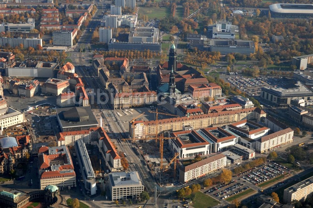 Luftaufnahme Dresden - Neubau des Einkaufszentrum Altmarkt Galerie der ECE Projektmanagement GmbH in Dresden im Bundesland Sachsen