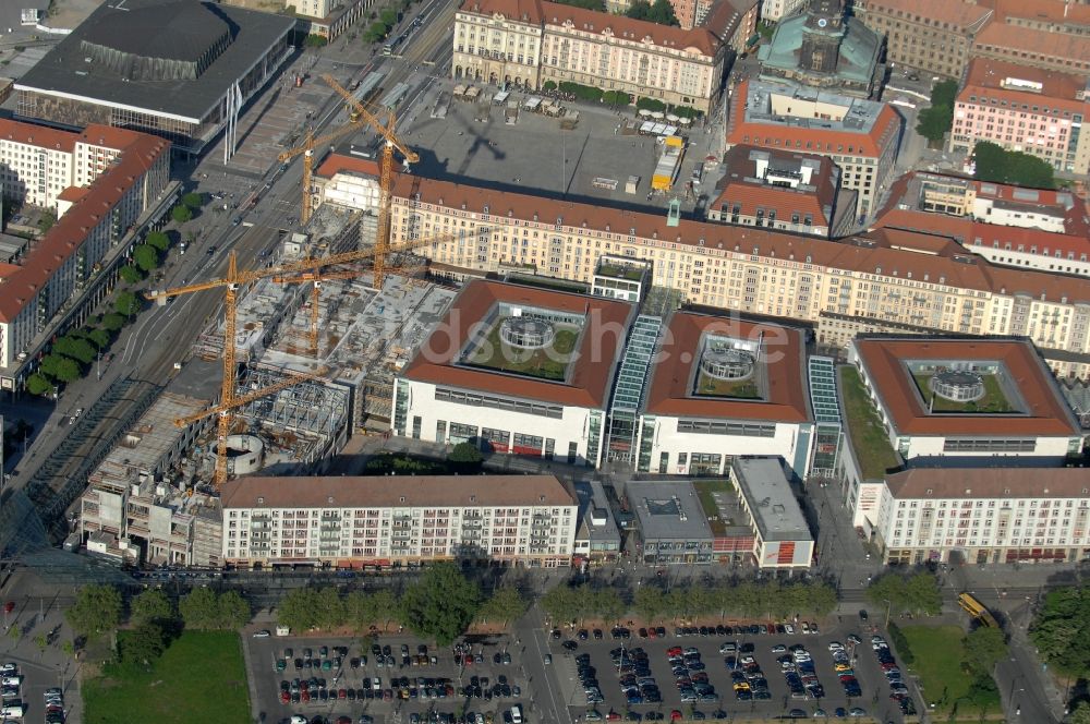 Dresden aus der Vogelperspektive: Neubau des Einkaufszentrum Altmarkt Galerie der ECE Projektmanagement GmbH in Dresden im Bundesland Sachsen