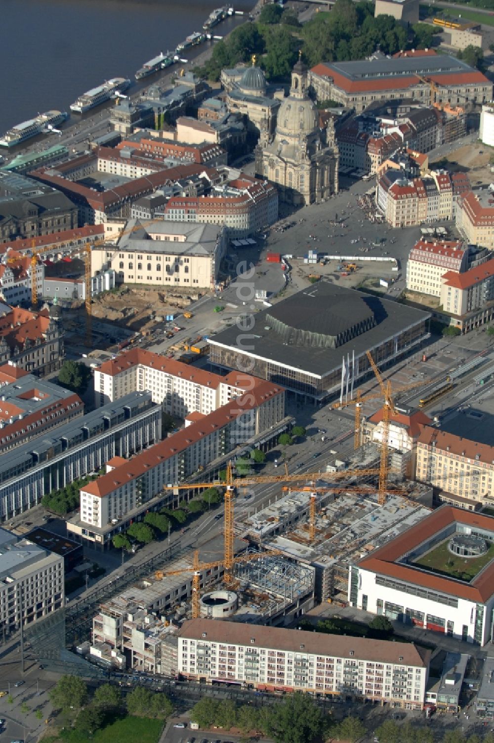 Dresden aus der Vogelperspektive: Neubau des Einkaufszentrum Altmarkt Galerie der ECE Projektmanagement GmbH in Dresden im Bundesland Sachsen