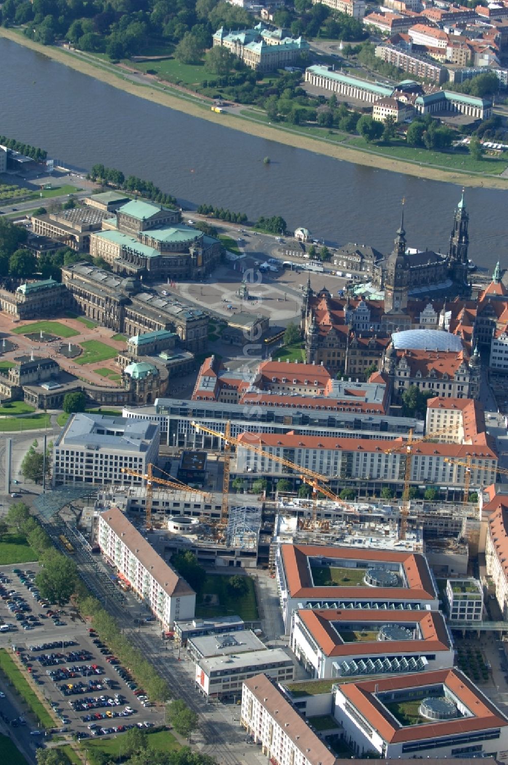 Dresden aus der Vogelperspektive: Neubau des Einkaufszentrum Altmarkt Galerie der ECE Projektmanagement GmbH in Dresden im Bundesland Sachsen