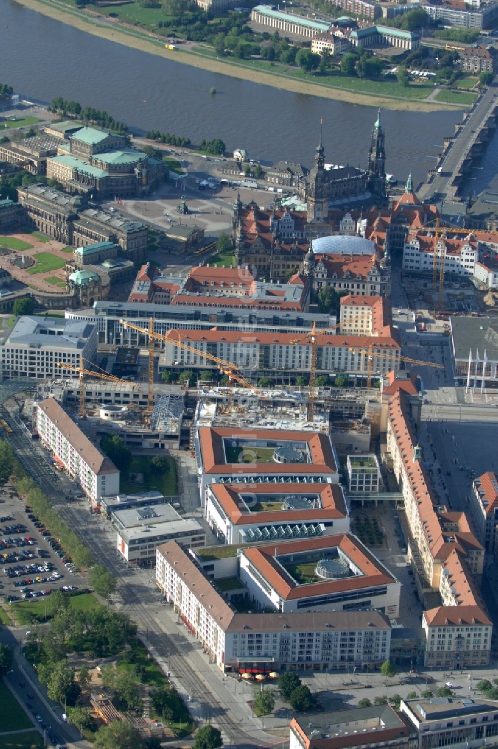 Luftbild Dresden - Neubau des Einkaufszentrum Altmarkt Galerie der ECE Projektmanagement GmbH in Dresden im Bundesland Sachsen