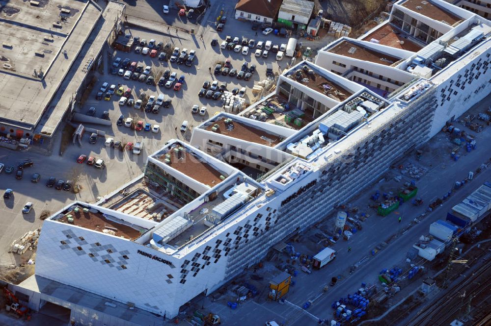 München-Pasing von oben - Neubau des Einkaufszentrums Pasing Arcaden in München-Pasing