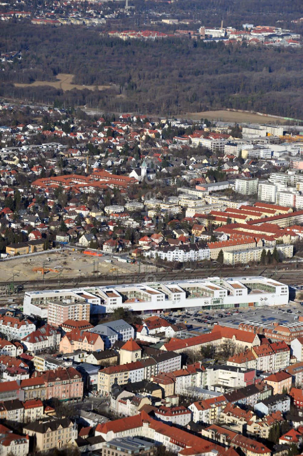 Luftbild München-Pasing - Neubau des Einkaufszentrums Pasing Arcaden in München-Pasing