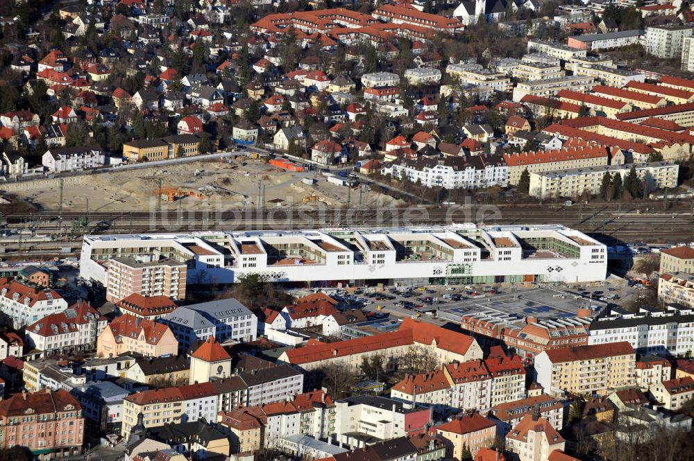 Luftaufnahme München-Pasing - Neubau des Einkaufszentrums Pasing Arcaden in München-Pasing