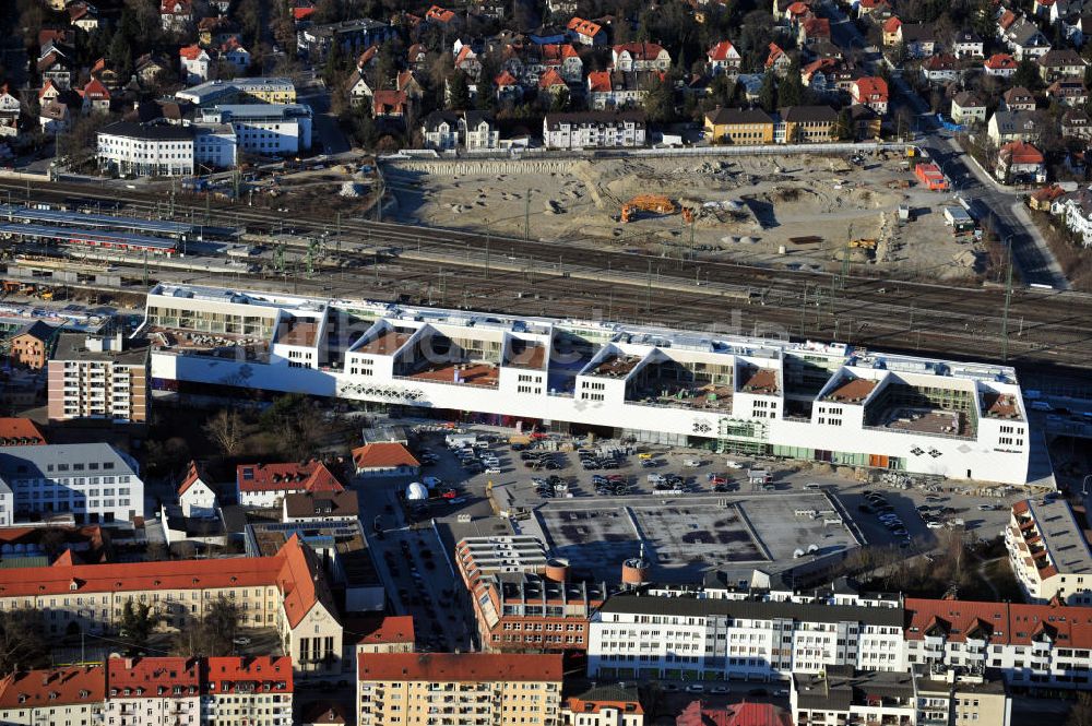 München-Pasing von oben - Neubau des Einkaufszentrums Pasing Arcaden in München-Pasing