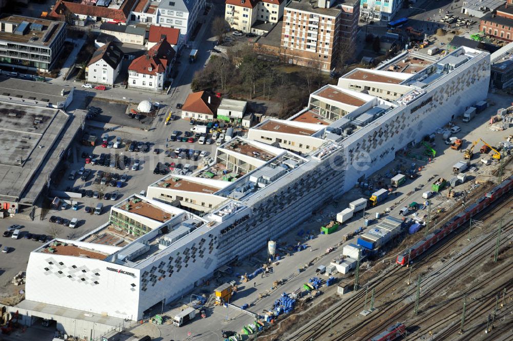 München-Pasing aus der Vogelperspektive: Neubau des Einkaufszentrums Pasing Arcaden in München-Pasing