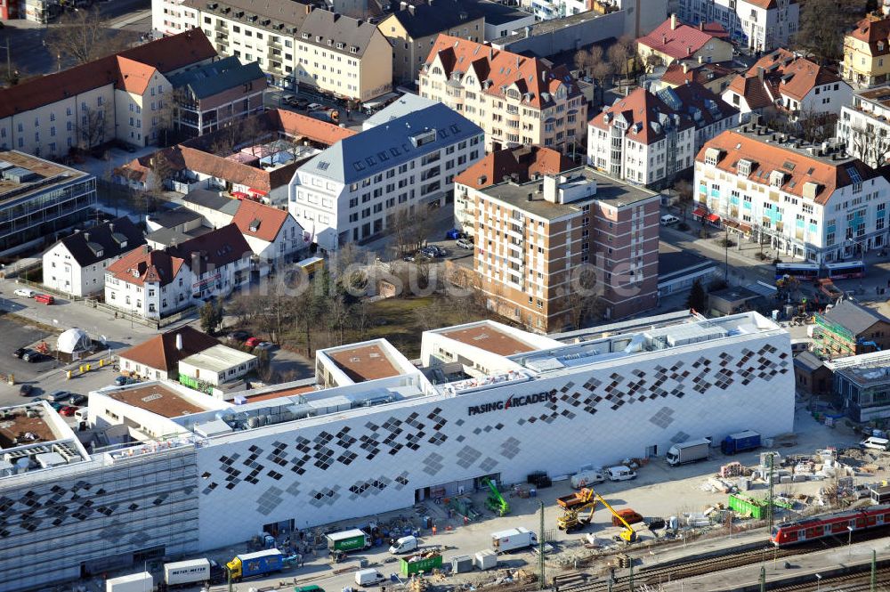 Luftbild München-Pasing - Neubau des Einkaufszentrums Pasing Arcaden in München-Pasing