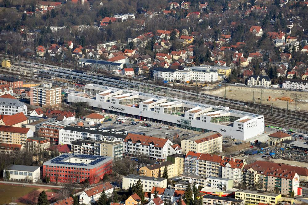 München-Pasing aus der Vogelperspektive: Neubau des Einkaufszentrums Pasing Arcaden in München-Pasing