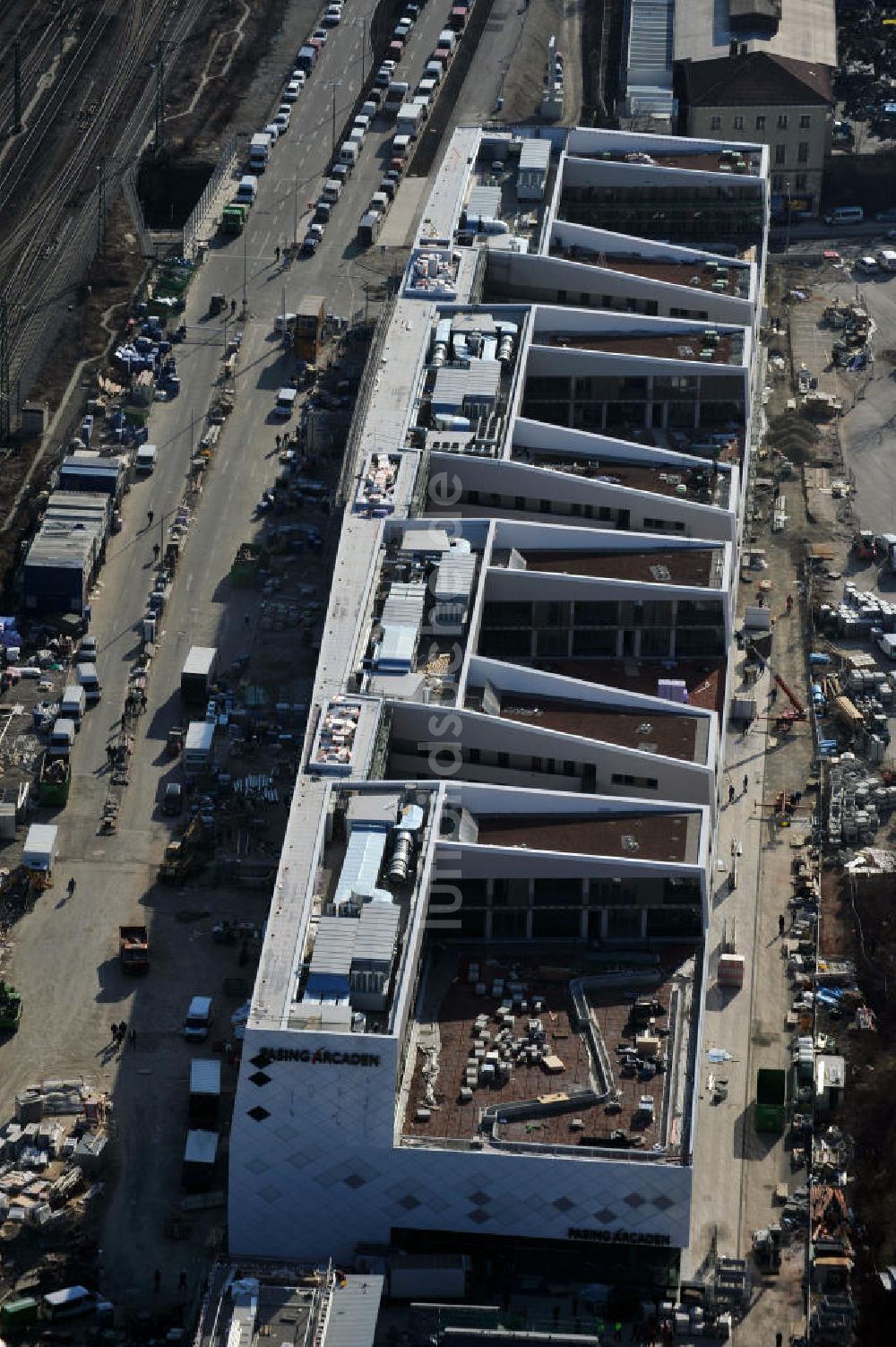 Luftbild München-Pasing - Neubau des Einkaufszentrums Pasing Arcaden in München-Pasing