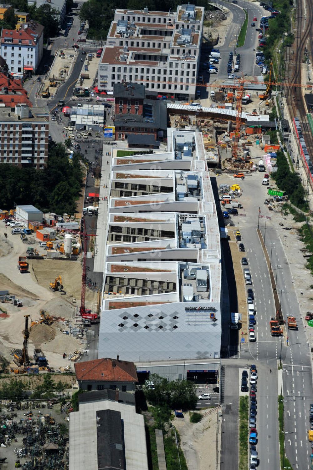 Luftaufnahme München Pasing - Neubau des Einkaufszentrums Pasing Arcaden in München-Pasing