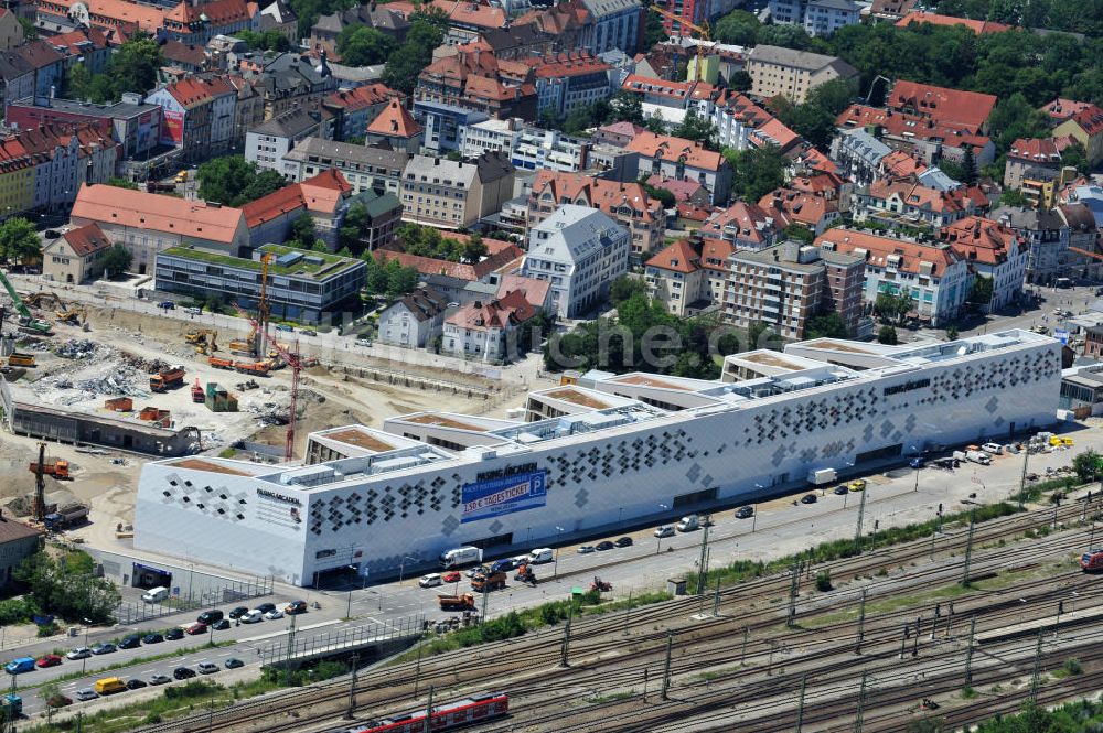 München Pasing von oben - Neubau des Einkaufszentrums Pasing Arcaden in München-Pasing