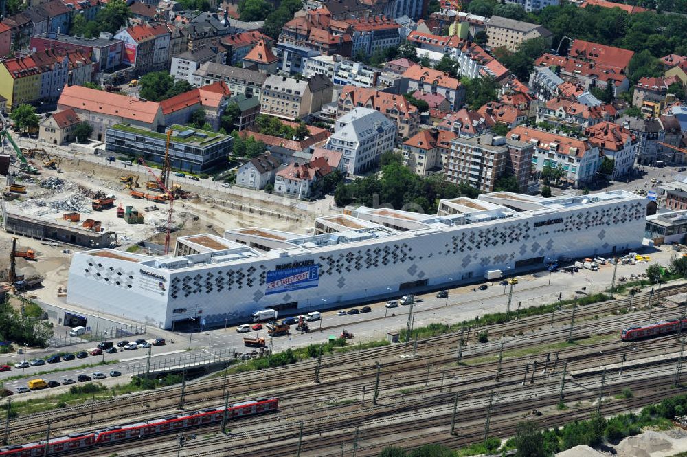 München Pasing aus der Vogelperspektive: Neubau des Einkaufszentrums Pasing Arcaden in München-Pasing