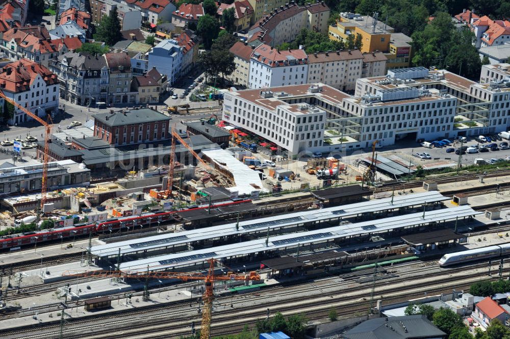 Luftaufnahme München Pasing - Neubau des Einkaufszentrums Pasing Arcaden in München-Pasing