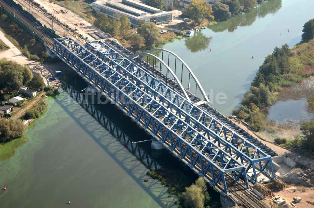 Luftaufnahme RATHENOW - Neubau der Eisenbahnüberführung Havelbrücke Rathenow